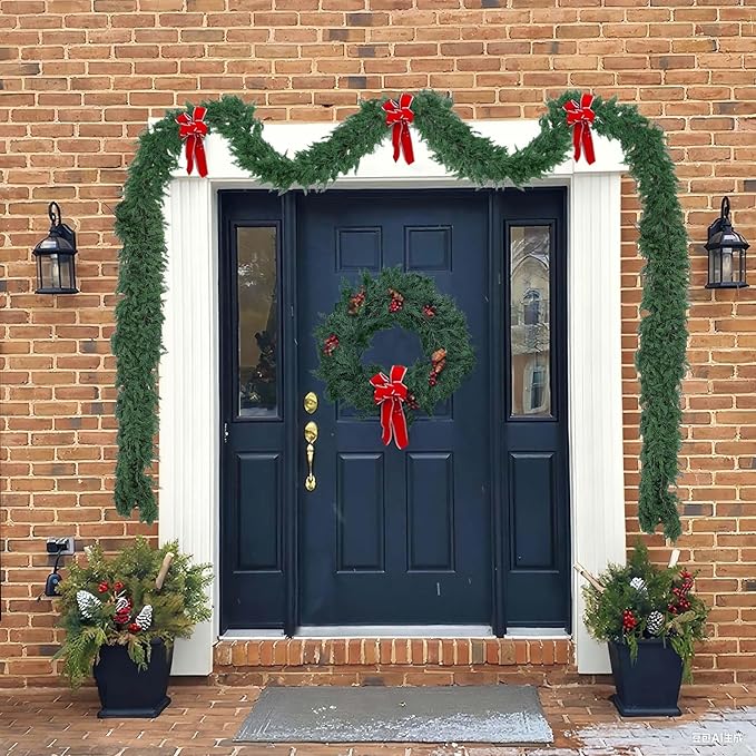 Garlands: Green Plastic Cedar, 9 Feet Long, Set of 2 Pieces