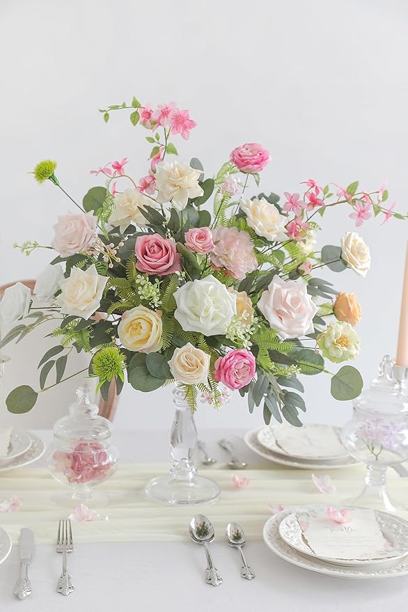Serra Flora Artificial Flowers Combo Box Set for DIY Wedding Bouquets Centerpieces Arrangements Bridal Shower Party Home Decorations