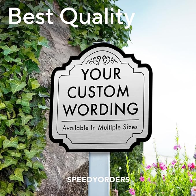 Custom Outdoor Metal Signs, Personalized Aluminum, Driveway Sign, Waterproof & Made in USA - Design 2, Silver 8x8 In