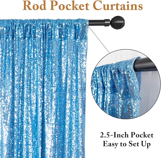 ShinyBeauty Baby Blue Backdrop Curtains 2FTx8FT 8 Pieces Sequin Photo Backdrops Baby Shower Backgrounds Light Blue Shimmer Curtain Panels for Parties,Birthday,Wedding Photobooth Decor
