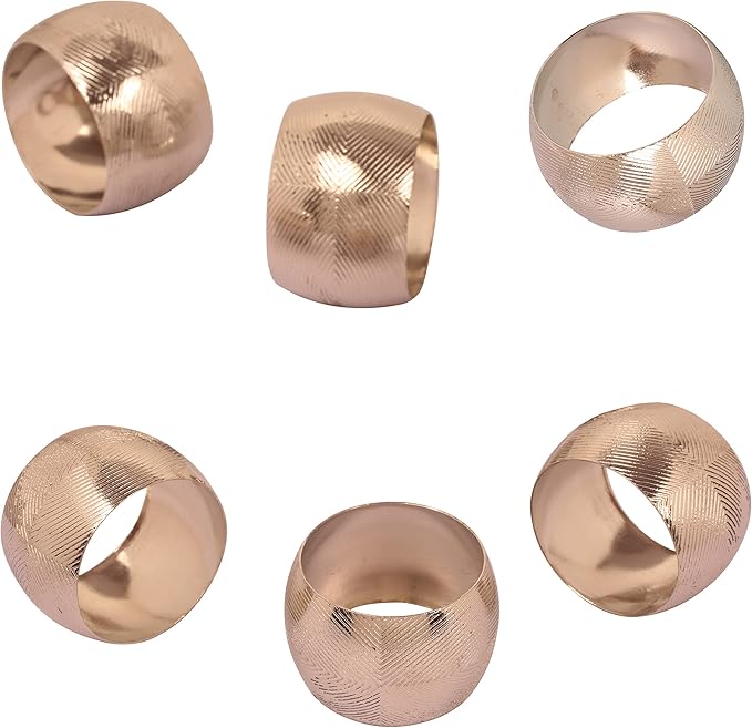 Napkin Rings, Set of 6 Large Round Brass Holders