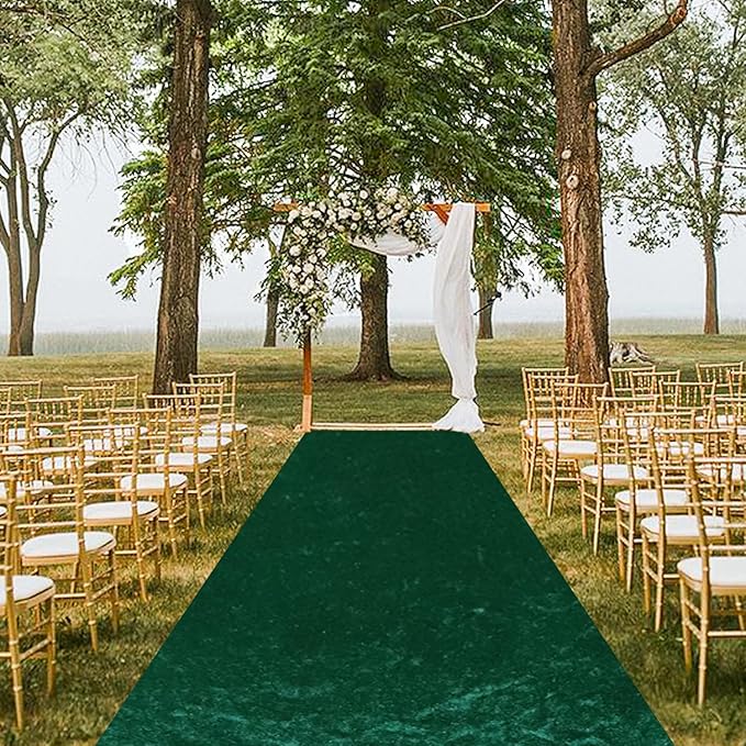 Aisle Runners Emerald Green Velvet, 4 ft x 25 ft, Indoor and Outdoor Use