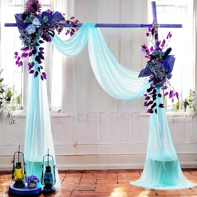 MDS Halloween Chiffon Draping Fabric - 2 Panel, 30" Wide x 40ft Long - Sheer Spooky Arbor & Canopy Drapery for Haunted House Backdrops, Party Ceilings, DIY Costumes & Themed Events - Teal