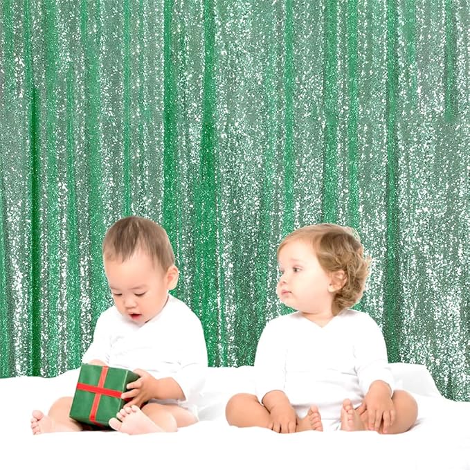 Eternal Beauty Mint Green Sequin Backdrop, 8x8 Ft Glitter Background Curtains for Shimmer Photography Party Wedding Birthday Back Drop Decor