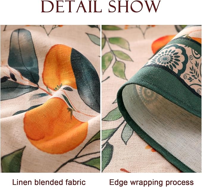patdrea Designer Linen Small Tablecloth for Rectangle Table,Oranges and Leaves Pattern Vintage Table Cloth,Fall Dacorative Cover for Kitchen Dining Christmas,Thanksgiving,55"x71"-Palladin a