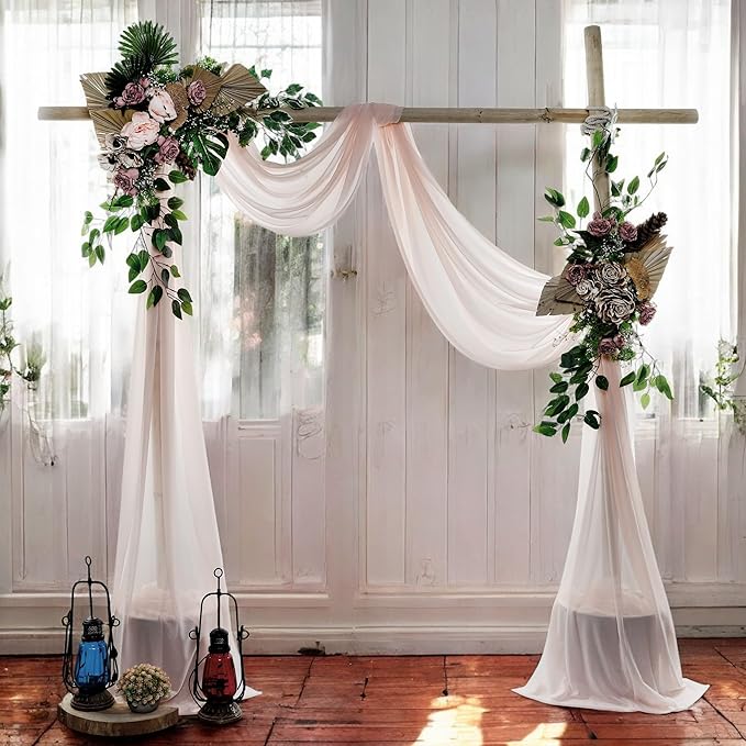 MDS Halloween Chiffon Draping Fabric - 1 Panel, 30" Wide x 75ft Long - Sheer Spooky Arbor & Canopy Drapery for Haunted House Backdrops, Party Ceilings, DIY Costumes & Themed Events - Nude