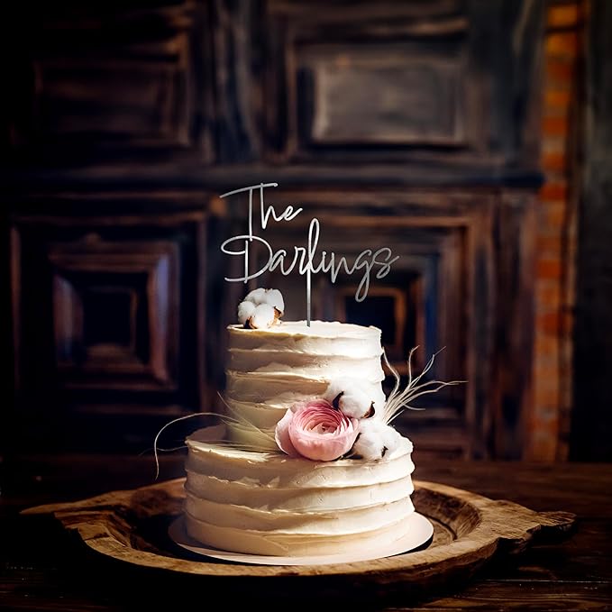 Wood Wedding Cake Topper, 6 x 7 in, Natural or Hand-Painted Finish