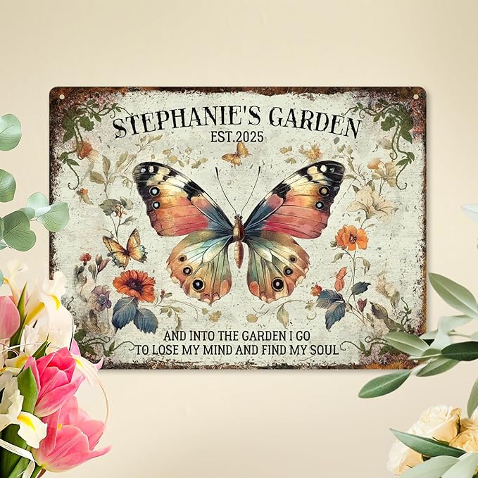 Custom Sign, Personalized Metal Signs, Customize for Office, Business, Workplace, Office, Home, Delivery Signs, Metal Sign With Your Own Image, Text,Photo, Pets, Kids Art Made in USA (Garden 03)