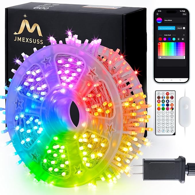 String Lights, 600 LED RGB Color Changing, 198 Ft Indoor Outdoor