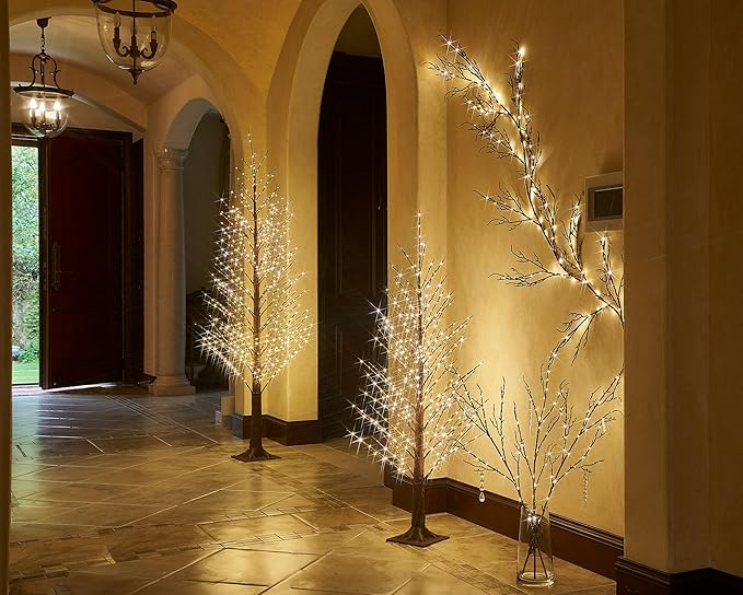 LITBLOOM Brown 6FT 120 LED Fairy Lights Plug in Willow Vine Garland for Indoor Outdoor Home Fireplace Wall Christmas Decoration