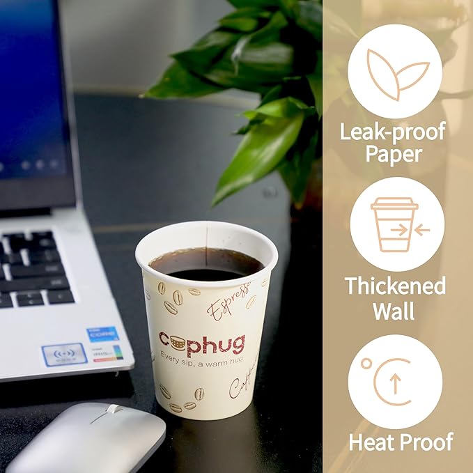 Disposable Paper Cups, 8 oz, 300 Count, Yellow