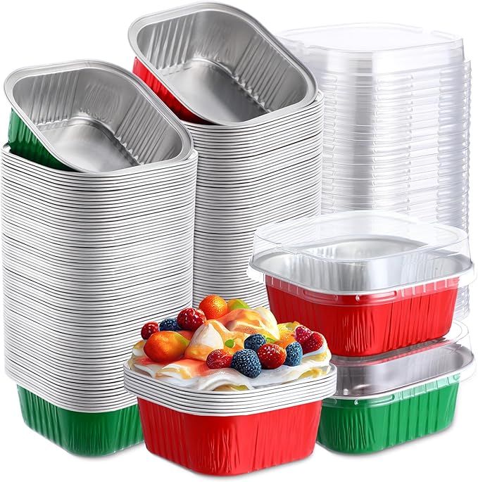 Baking Cups, 150 Pack, 10 oz Aluminum Foil with Clear Lids
