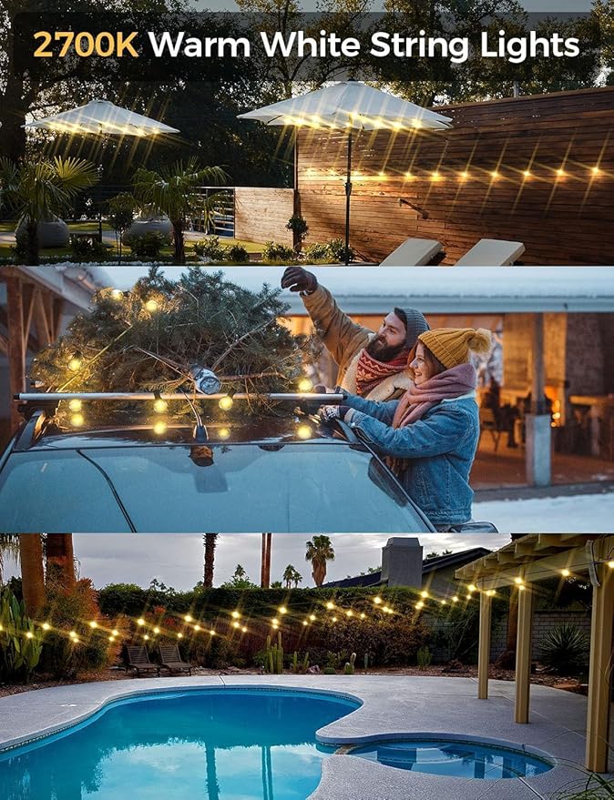 String Lights 150 Ft G40 Globe Dimmable with App and Voice Control