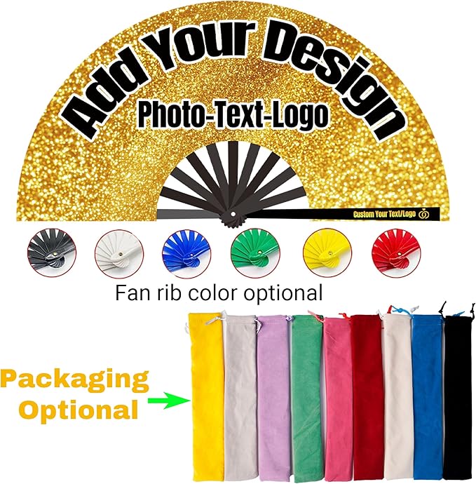 Custom Fans with Your Photo/Text - Personalized Folding Hand Fan for Line Dancing, Weddings, Parties | Decorative Gift for Women, Church Events & Dance Performances (120, 13 Inch)