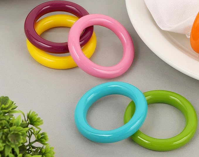 Napkin Rings Set of 12 - Epoxy Resin Napkin Holder Cuffs for Dinner Table Décor - Farmhouse Modern Serviette Rings for Weddings, Parties, Receptions, Banquets, Daily Use (Pastel) - CLEENTABLE