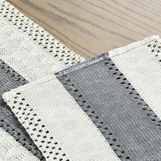 Artoid Mode Dark Grey Farmhouse Rustic Table Runner, Seasonal Holiday Hollow Kitchen Dining Table Decoration for Home Party Decor 12x60 Inch
