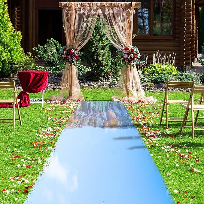 Aisle Runner, 98.4 ft Silver Reflective Double-Sided with Adhesive Tape