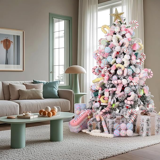 LANGXUN 6pcs Ice Cream Candy Land 2025 Xmas Birthday Party Suppiles Decoration, Hanging Candy Cane Christmas Tree Décor, Christmas Decorative Hanging Ornaments Crafts