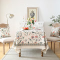 Square Tablecloth 67 x 67 Inch Linen Blend Floral Print