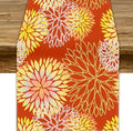 Yellow Floral Table Runner, Chrysanthemum Autumn Spring Summer Vintage Modern Linen Geometric Table Runner for Kitchen Living Room Bedroom Party Holiday, 13x120 Inch
