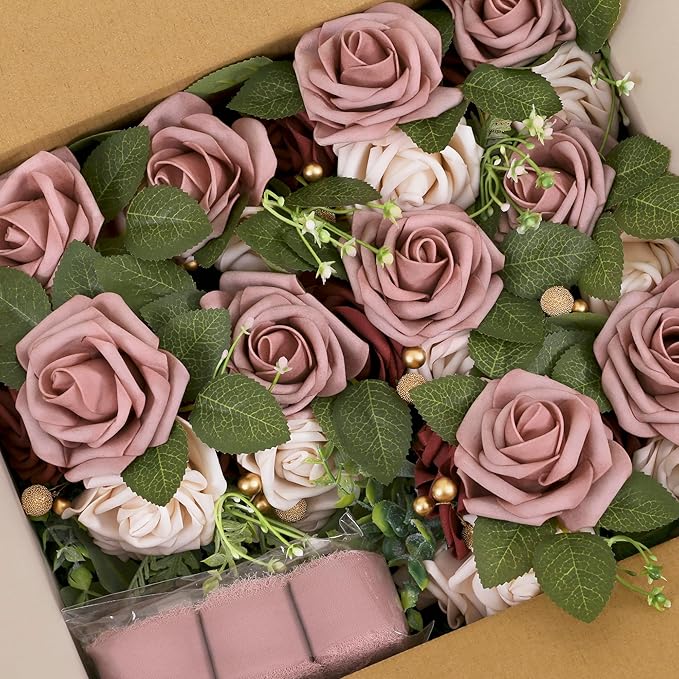 Artificial Pew Flowers Set of 10 Mauve Wedding Aisle Chair Decor