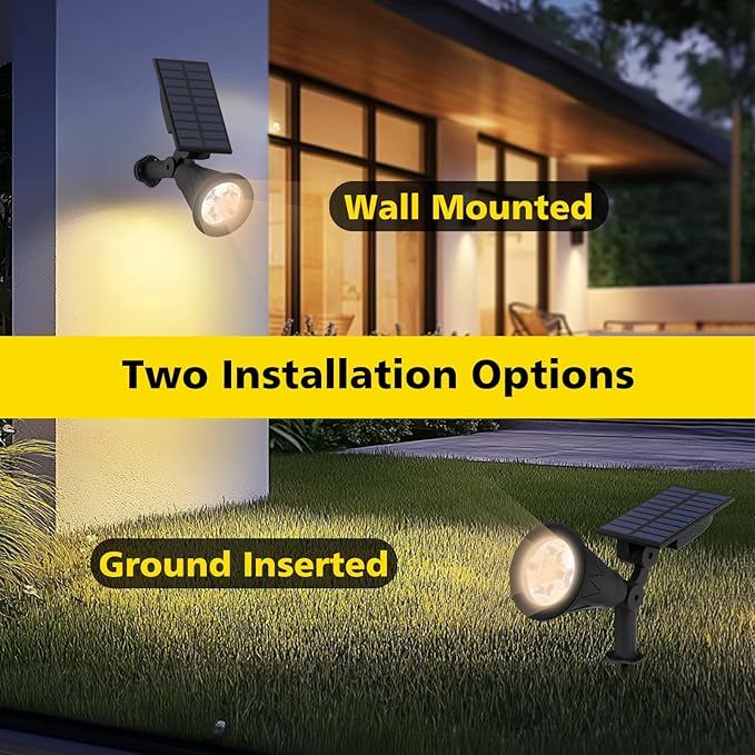 Solar Spotlights 2-Pack, Natural White, Adjustable Outdoor Solar Lights