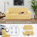 Sofa Slipcover in Champagne, Stretch Polyester for 55-78 Inch Couch