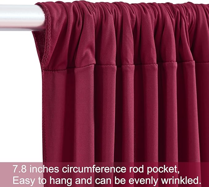 Burgundy Backdrop Curtains, 10 Panels, Wrinkle-Free Soft Fabric