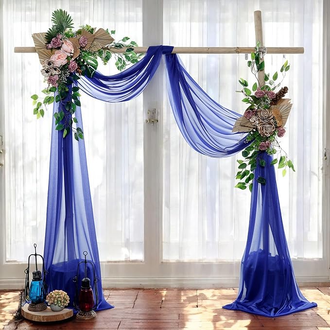 MDS Halloween Chiffon Draping Fabric - 2 Panel, 30" Wide x 40ft Long - Sheer Spooky Arbor & Canopy Drapery for Haunted House Backdrops, Party Ceilings, DIY Costumes & Themed Events - Royal Blue