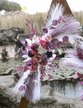 Artificial Flowers Wedding Arch Swag, Purple Peony and Pampas Grass, 40 Inch