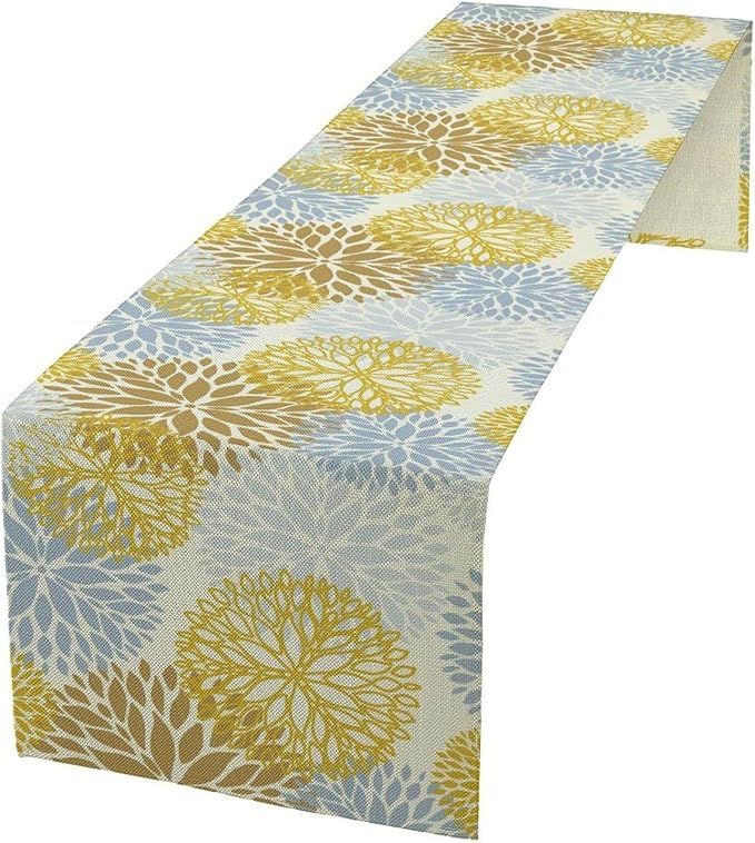 Flowers Table Runner,Spring Summer Floral Pattern Seasonal Farmhouse Kitchen Dining Table Home Party Decoration 13x108 Inch