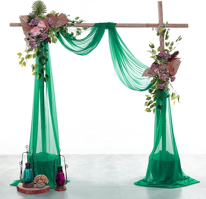 Backdrop Fabric, Emerald Sheer Chiffon Drape, 30 In x 40 Ft Panel