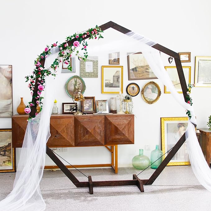 Garden Arbor 7 FT Heptagon Wood Wedding Arch, Easy Setup
