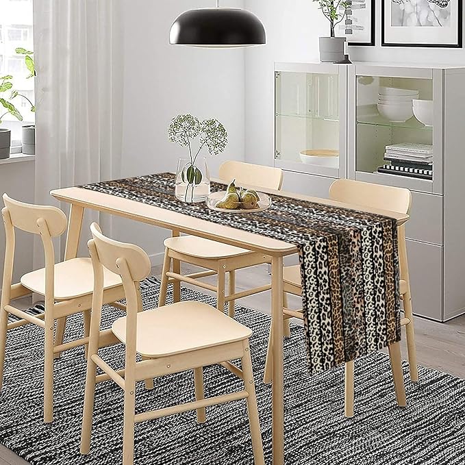Cow Patchwork Print Table Runner, Country Farm Animal Fur Skin Farm Safari Wildlife Pattern Table Runner for Dinner Dinning Home Kitchen Living Room Party Holidays Setting, 13x70 Inch