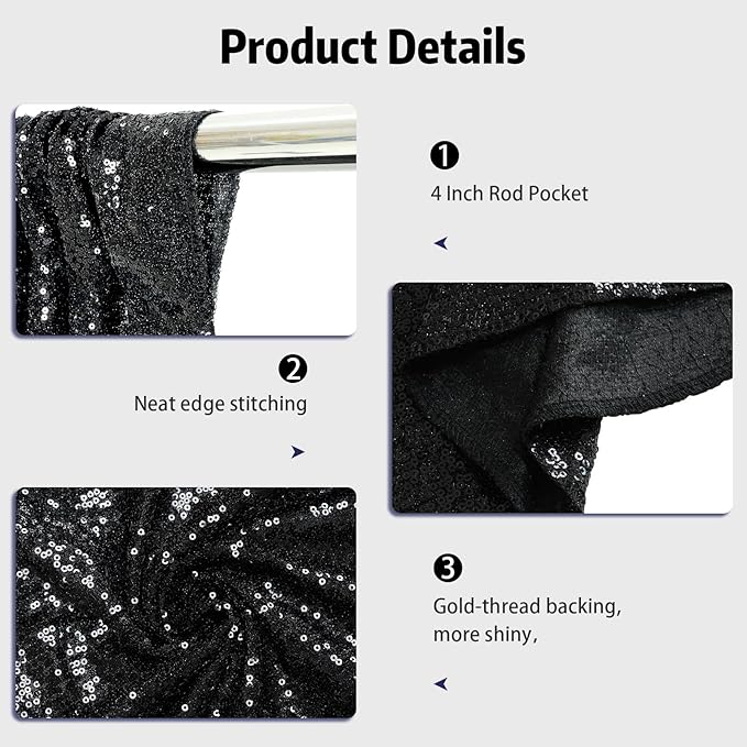 Backgrounds: Black Sequin Mesh Curtain, 20 x 10 FT, 3MM Sequins