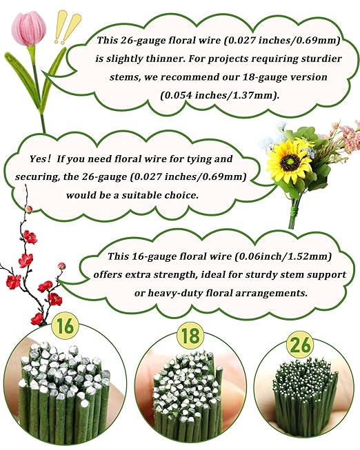 50 PCS FIVEIZERO 16 Gauge Brown Floral Wire Stems for Artificial Flower Making,Florist Wire,Flower Wires for Crafts,Alambre para Flores for Wreaths, Flower Arrangements and DIY Projects