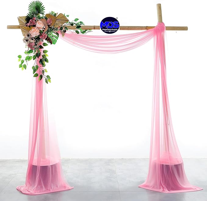 MDS Halloween Chiffon Draping Fabric - 2 Panel, 30" Wide x 30ft Long - Sheer Spooky Arbor & Canopy Drapery for Haunted House Backdrops, Party Ceilings, DIY Costumes & Themed Events - Coral