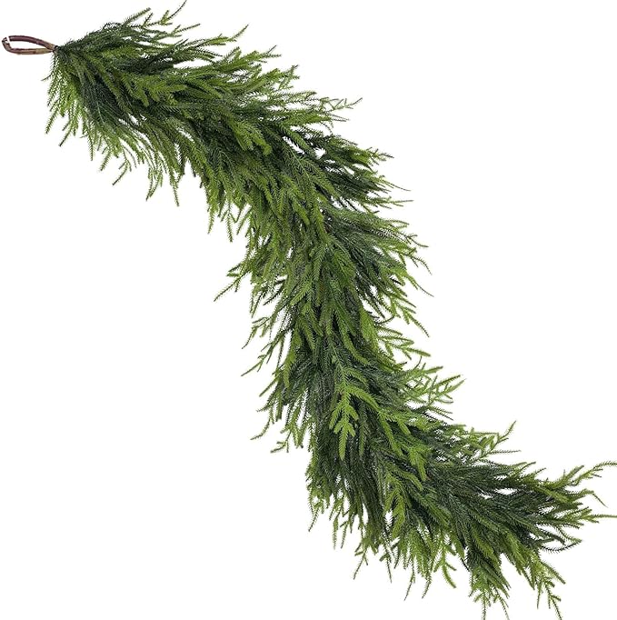 Christmas Garland, 9 Ft Green Norfolk Pine Style, 2 Pack