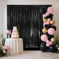 Sequin Backdrop Curtain, Black, 10 x 10 FT Mesh with 3MM Sequins and Rod Pocket