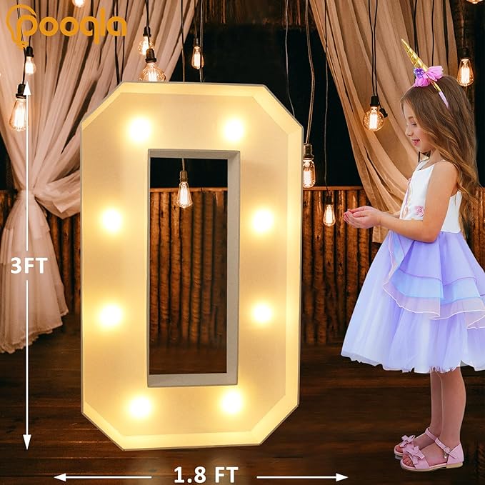 Decorations Light Up Number 0 Foam Marquee, 3 FT, White LED, Steady or Flash