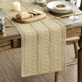 Artoid Mode Burlap Brown Farmhouse Woven Rustic Hollow Table Runner, Seasonal Holiday Hollow Kitchen Dining Table Decoration for Home Party Decor 12x48 Inch