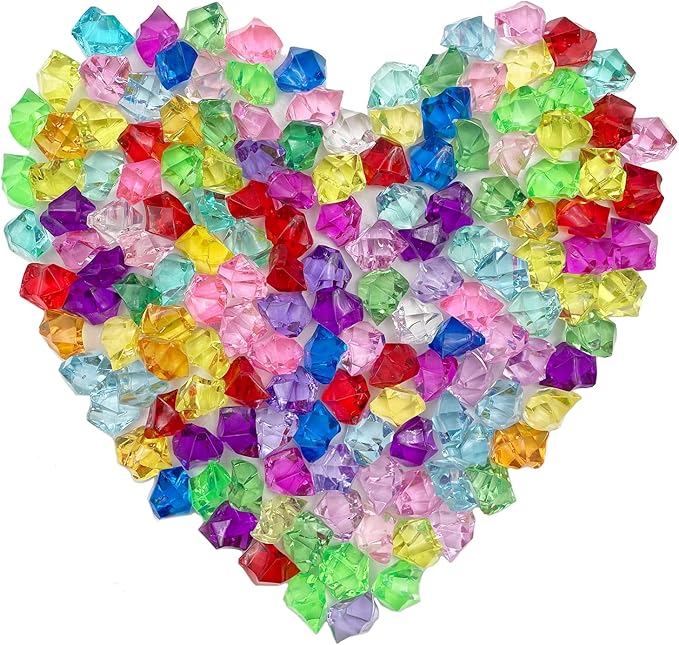 Fake Crushed Ice Cubes, Vase Fillers, 150 pcs 16 * 22 mm Artificial Acrylic Crystal Rocks Diamonds for Vase Fillers,Table Scatter, Party Favor, Food Display, DIY Crafts (0.86 * 0.62inch,Multi)
