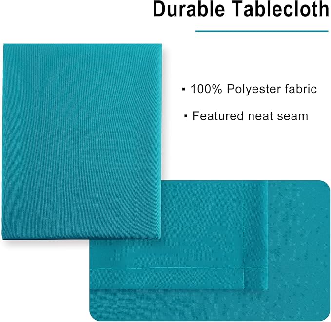 Hiasan Rectangle Tablecloth - Waterproof Wrinkle Resistant and Spillproof Washable Fabric Table Cloth for Dining Room Kitchen, Turquoise, 60 x 120 Inch