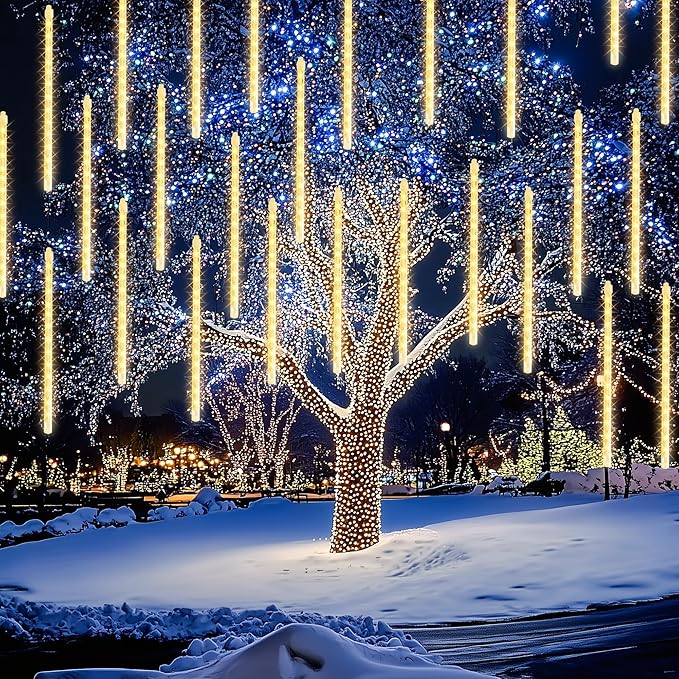 String Lights with 48 Falling Rain Tubes, Warm White LED, Outdoor