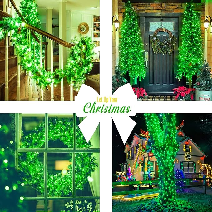 String Lights, 168 Ft Green 600 LED Set with Remote and Timer