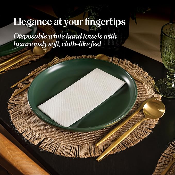 Disposable Napkins: White Linen-Feel Paper Guest Towels, 12 x 17 Inch