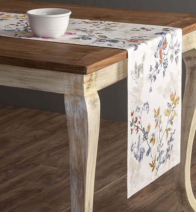 Maison d' Hermine Table Runner 100% Cotton Single Layer Table Runners 36 inches Long for Thanksgiving Christmas Decorations Home Kitchen Dining Party Wedding (Equinoxe - Beige, 14.5" x 36")