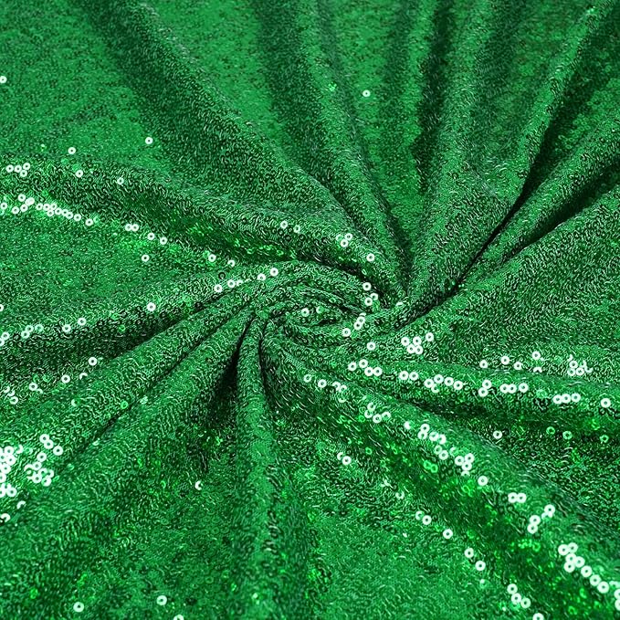 Sequin Backdrop Curtain in Green, 10 x 10 Ft with 3MM Round Sequins