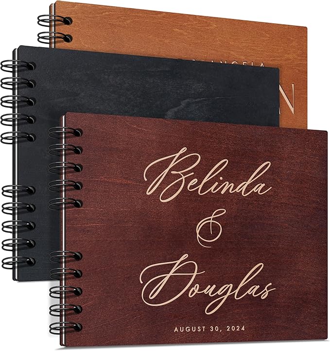 Wooden Wedding Guestbook with Personalization, 2 Sizes, 5 Finishes