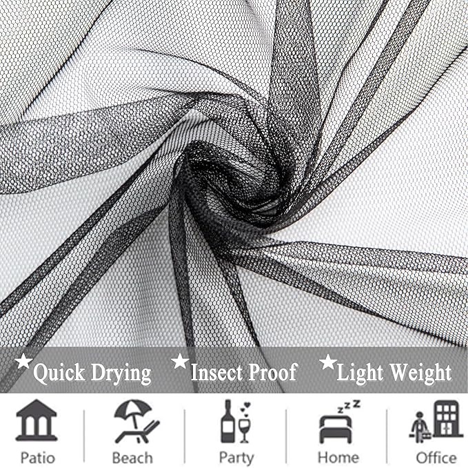 Outdoor Curtains, Black Mesh Panels, Waterproof, 2 Pack